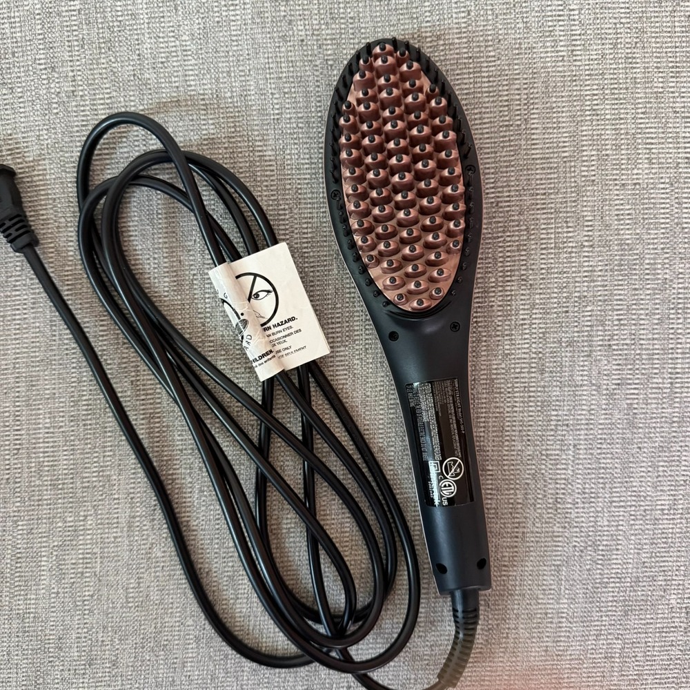Simply Straight Ceramic Hair Straightening Brush Black Pink Heated Ionic Tool